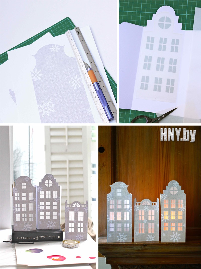 Новогодние домики из бумаги в датском стиле: готовая схема для вырезания