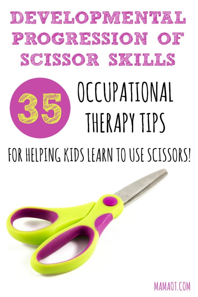 35 of the best Occupational Therapy tips for helping kids develop their scissor skills! #OTtips #finemotor #functionalskillsforkids