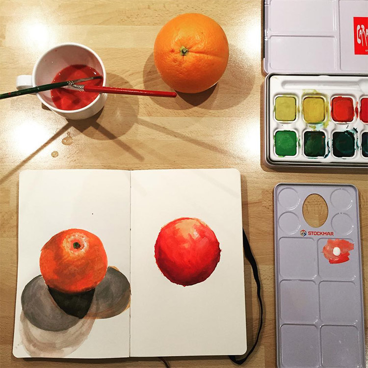 Color study painting of fruit