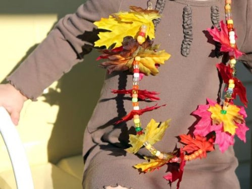 Autumn Leaf Necklace - 15 Fabulous Fall Leaf Crafts for Kids
