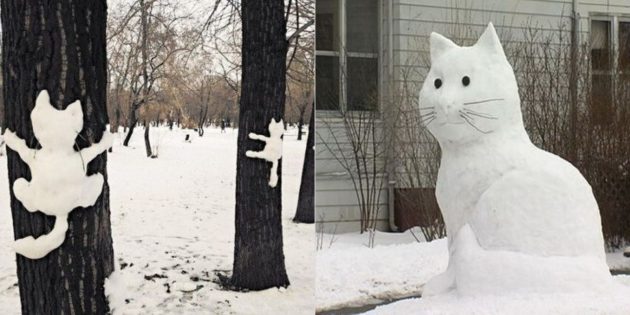 снежные фигуры: кот