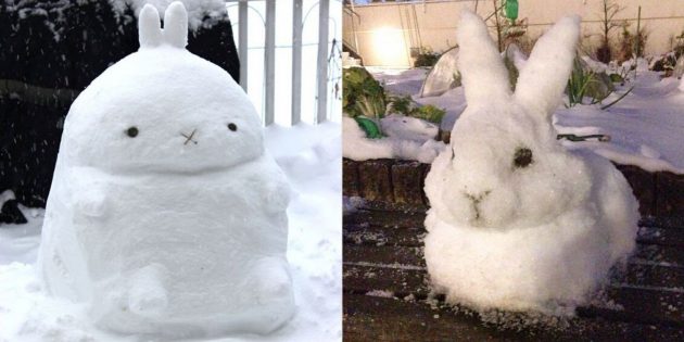 снежные фигуры: заяц
