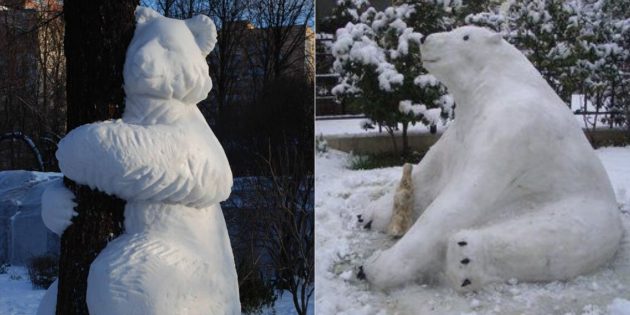 снежная фигура медведя
