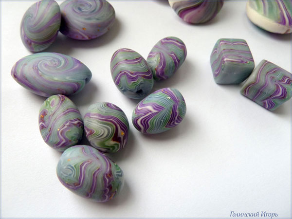 Имитация полосатых камней: лепим бусинки из пластики, фото № 24