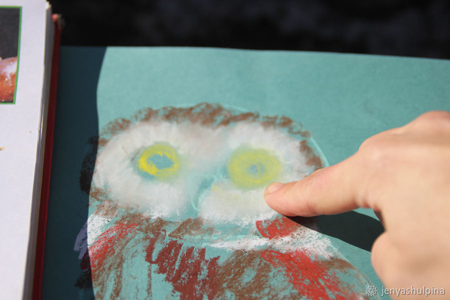 Рисуем с детьми мягкой пастелью сову, фото № 7