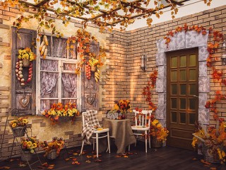Собирать пазл Осенний дворик онлайн