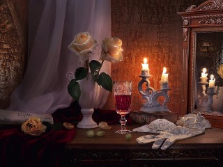 Собирать пазл Розы и свечи онлайн