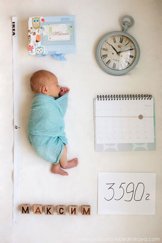 идеи для фотосессии новорожденных: метрика