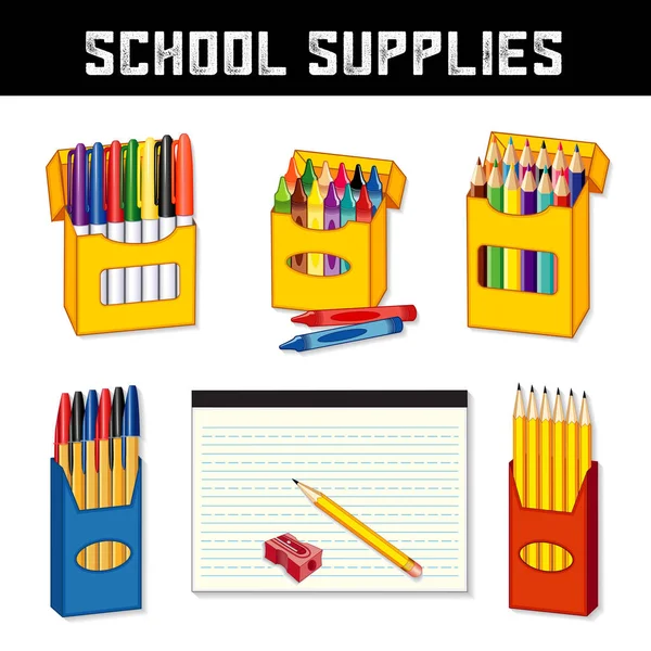 School Supplies Back School Elementary Middle School Kindergarten Daycare Preschool Stock Illustration