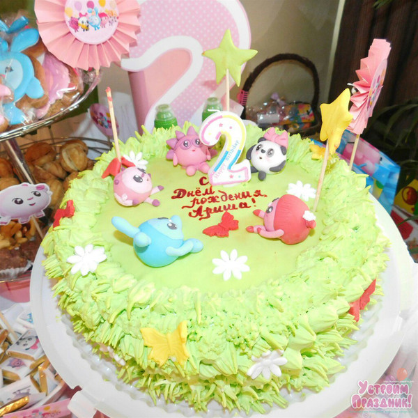торт Арине 2 года день рождения в стиле Малышарики фотографии